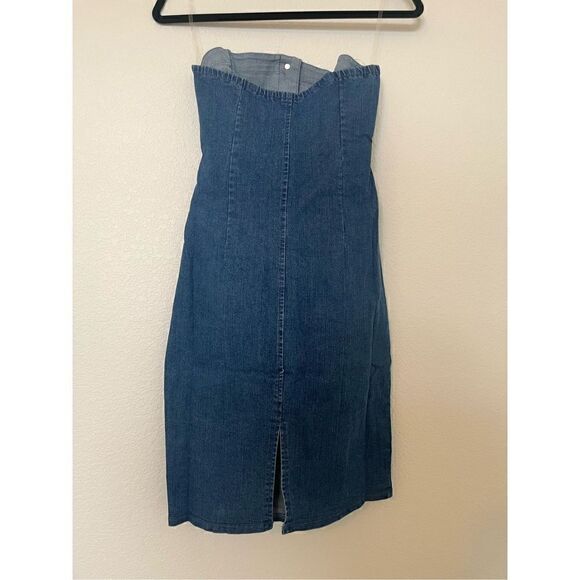 Denim Blvd Tied To You Strapless Denim Dress NEW - Picture 5 of 6